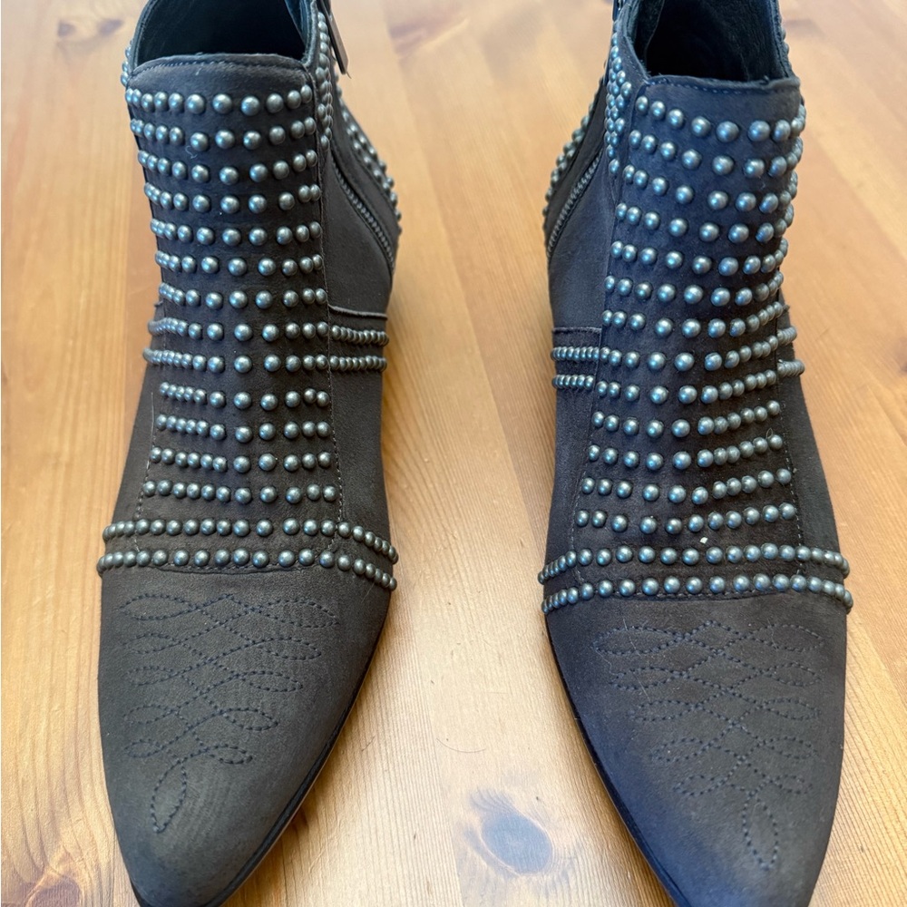 Anine Bing Charlie Silver Studded Brown Suede Ankle Boots